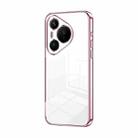 For Huawei Pura 70 Transparent Plating Fine Hole Phone Case(Pink) - 1