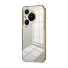 For Huawei Pura 70 Transparent Plating Fine Hole Phone Case(Gold) - 1