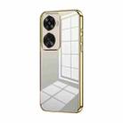 For Huawei nova 12 SE Transparent Plating Fine Hole Phone Case(Gold) - 1