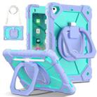 For iPad Air / Air 2 / 9.7 2018/2017 Contrast Color Robot Silicone Hybrid PC Tablet Case(Purple Mint Green) - 1