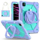 For iPad Pro 11 2022 / Air 10.9 2022 Contrast Color Robot Silicone Hybrid PC Tablet Case(Purple Mint Green) - 1