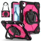 For iPad Air 11 2024 Contrast Color Robot Silicone Hybrid PC Tablet Case(Black Rose Red) - 1