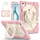 For iPad Air 11 2024 Contrast Color Robot Silicone Hybrid PC Tablet Case(Rose Gold Beige) - 1