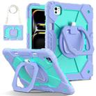 For iPad Pro 11 2024 Contrast Color Robot Silicone Hybrid PC Tablet Case(Purple Mint Green) - 1