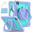 For iPad Air 13 2024 Contrast Color Robot Silicone Hybrid PC Tablet Case(Purple Mint Green) - 1