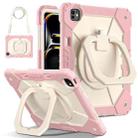 For iPad Pro 13 2024 Contrast Color Robot Silicone Hybrid PC Tablet Case(Rose Gold Beige) - 1