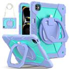 For iPad Pro 13 2024 Contrast Color Robot Silicone Hybrid PC Tablet Case(Purple Mint Green) - 1