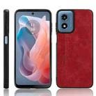 For Motorola Moto G Play 4G 2024 Cow Pattern Sewing Back Cover Phone Case(Red) - 1