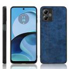 For Motorola Moto G14 Cow Pattern Sewing Back Cover Phone Case(Blue) - 1