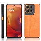 For Motorola Moto G15 / G15 Power Cow Pattern Sewing Back Cover Phone Case(Orange) - 1