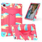 For Samsung Galaxy Tab A9+ T Holder Robot Silicone Hybrid PC Tablet Case(Camouflage Rose Red) - 1