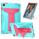 For Samsung Galaxy Tab A9+ T Holder Robot Silicone Hybrid PC Tablet Case(Mint Rose Red) - 1
