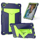 For Samsung Galaxy Tab A9+ T Holder Robot Silicone Hybrid PC Tablet Case(Navy Yellow Green) - 1