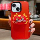 For iPhone 15 Plus New Year Lion Dance Plush Doll Phone Case(Dragon) - 1