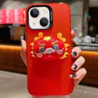 For iPhone 14 Plus New Year Lion Dance Plush Doll Phone Case(Dragon) - 1