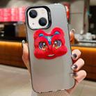 For iPhone 14 Plus New Year Lion Dance Plush Doll Phone Case(Grey Back Red Lion) - 1