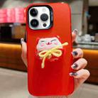 For iPhone 14 Pro New Year Lion Dance Plush Doll Phone Case(Lucky Cat) - 1