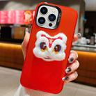 For iPhone 13 Pro New Year Lion Dance Plush Doll Phone Case(Red Back White Lion) - 1