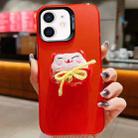 For iPhone 12 New Year Lion Dance Plush Doll Phone Case(Lucky Cat) - 1