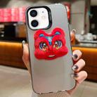 For iPhone 12 New Year Lion Dance Plush Doll Phone Case(Grey Back Red Lion) - 1