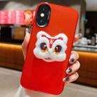 For iPhone X / XS New Year Lion Dance Plush Doll Phone Case(Red Back White Lion) - 1