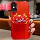 For iPhone X / XS New Year Lion Dance Plush Doll Phone Case(Dragon) - 1