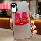 For iPhone XR New Year Lion Dance Plush Doll Phone Case(Grey Back Red Lion) - 1