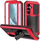 For Samsung Galaxy S24+ 5G R-JUST Sliding Camera Life Waterproof Holder Phone Case(Red) - 1