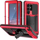 For Samsung Galaxy S25 Ultra 5G R-JUST Sliding Camera Life Waterproof Holder Phone Case(Red) - 1