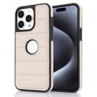 For iPhone 15 Pro Max Piano Key Hollow Cutout PU Phone Case(Apricot) - 1