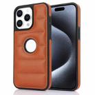 For iPhone 15 Pro Max Piano Key Hollow Cutout PU Phone Case(Brown) - 1