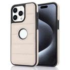For iPhone 15 Pro Piano Key Hollow Cutout PU Phone Case(Apricot) - 1