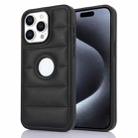 For iPhone 15 Pro Piano Key Hollow Cutout PU Phone Case(Black) - 1