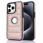 For iPhone 15 Pro Piano Key Hollow Cutout PU Phone Case(Rose Gold) - 1