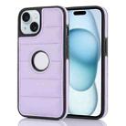 For iPhone 15 Plus Piano Key Hollow Cutout PU Phone Case(Light Purple) - 1