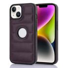 For iPhone 14 Plus Piano Key Hollow Cutout PU Phone Case(Dark Purple) - 1