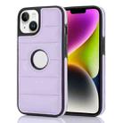 For iPhone 14 Plus Piano Key Hollow Cutout PU Phone Case(Light Purple) - 1