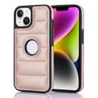 For iPhone 14 Piano Key Hollow Cutout PU Phone Case(Rose Gold) - 1