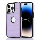 For iPhone 14 Pro Piano Key Hollow Cutout PU Phone Case(Light Purple) - 1