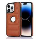 For iPhone 14 Pro Piano Key Hollow Cutout PU Phone Case(Brown) - 1