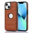 For iPhone 13 Piano Key Hollow Cutout PU Phone Case(Brown) - 1