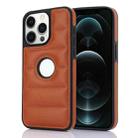 For iPhone 12 Pro Max Piano Key Hollow Cutout PU Phone Case(Brown) - 1