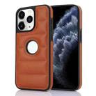 For iPhone 11 Pro Max Piano Key Hollow Cutout PU Phone Case(Brown) - 1