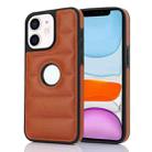 For iPhone 11 Piano Key Hollow Cutout PU Phone Case(Brown) - 1