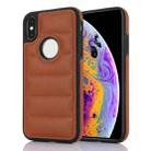 For iPhone X / XS Piano Key Hollow Cutout PU Phone Case(Brown) - 1