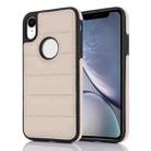 For iPhone XR Piano Key Hollow Cutout PU Phone Case(Apricot) - 1