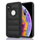 For iPhone XS Max Piano Key Hollow Cutout PU Phone Case(Black) - 1