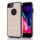 For iPhone 8 Plus / 7 Plus Piano Key Hollow Cutout PU Phone Case(Apricot) - 1