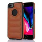 For iPhone 8 Plus / 7 Plus Piano Key Hollow Cutout PU Phone Case(Brown) - 1