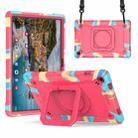 For Samsung Galaxy Tab A9+ Handle Robot Silicone Hybrid PC Tablet Case(Camouflage Rose Red) - 1